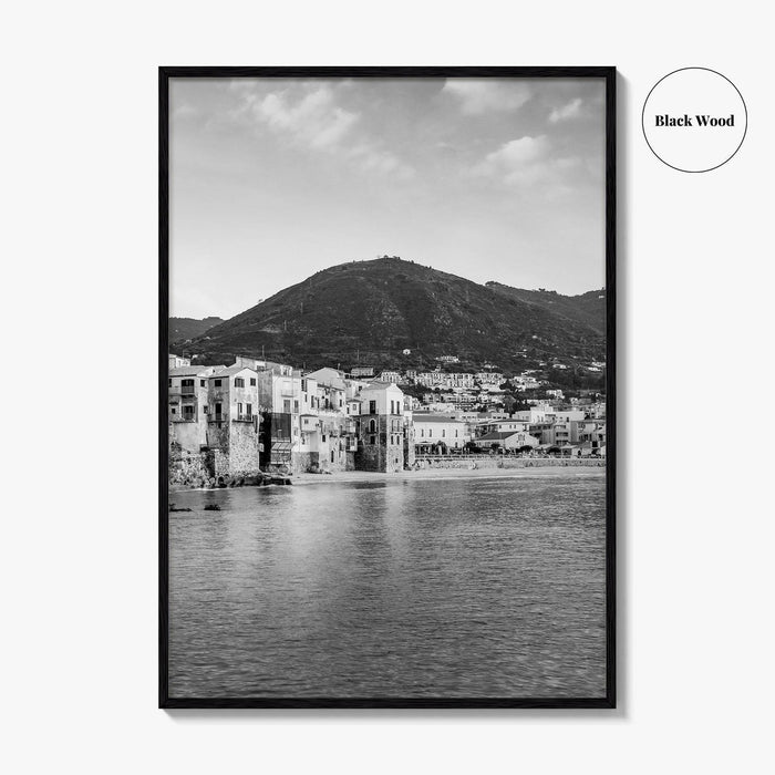 Cefalu Black and White Fine Art Photo Print, Sicily Italy Wall Decor Poster