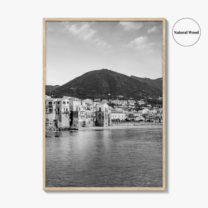 Cefalu Black and White Fine Art Photo Print, Sicily Italy Wall Decor Poster