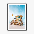 Siesta Key Yellow Fine Art Photo Print, Beach Lifeguard House, Sarasota Florida USA Poster