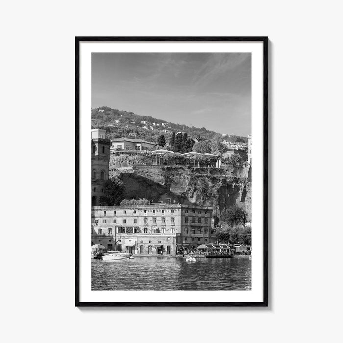 Sorrento Black and White Fine Art Photo Print, Naples Sea Cliffs Italy Poster