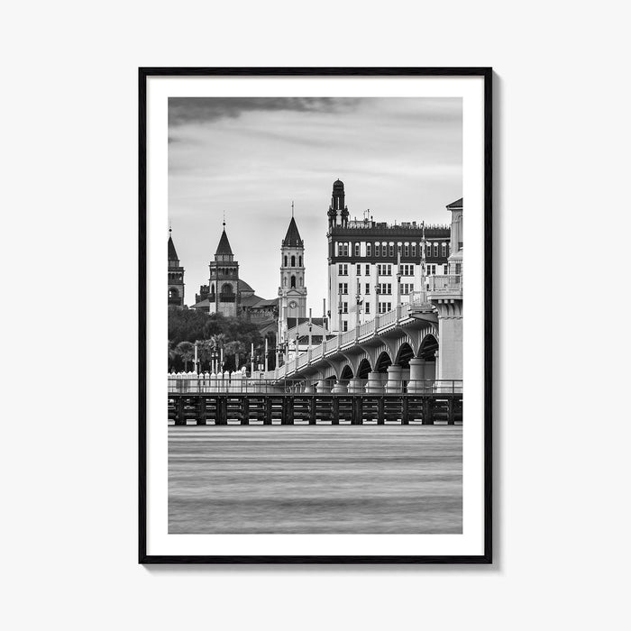 St Augustine Black and White Fine Art Photo Print, Bridge of Lions Florida Poster