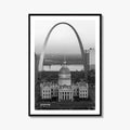 St Louis Black and White Fine Art Photo Print, Gateway Arch Courthouse Missouri Poster