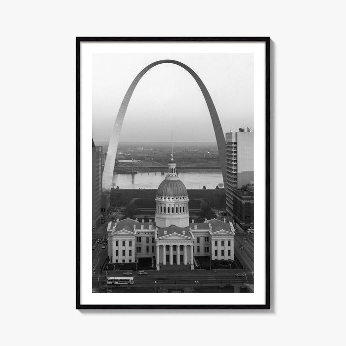 St Louis Black and White Fine Art Photo Print, Gateway Arch Courthouse Missouri Poster
