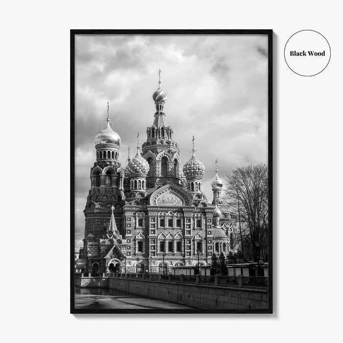 St Petersburg Russia Black and White Fine Art Photo Print, Spas na Krovi