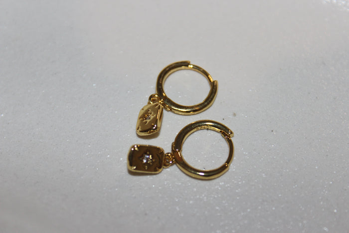 Star Rectangle Huggie Hoop Earrings