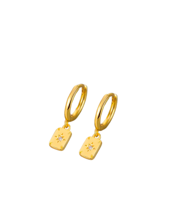 Star Rectangle Huggie Hoop Earrings