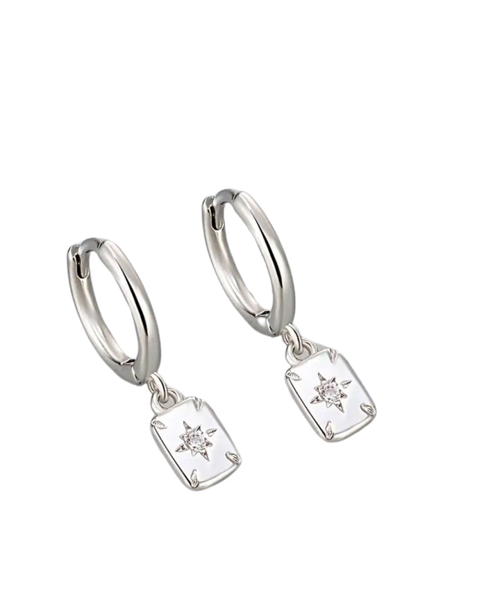 Star Rectangle Huggie Hoop Earrings