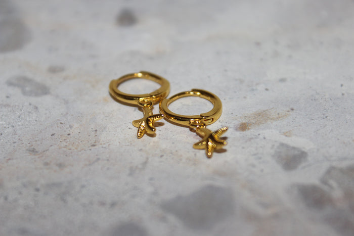 Starfish Hoop Huggie Earrings