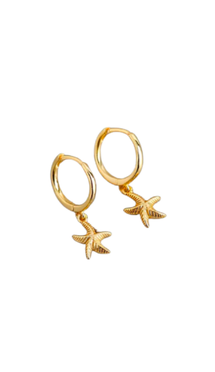 Starfish Hoop Huggie Earrings