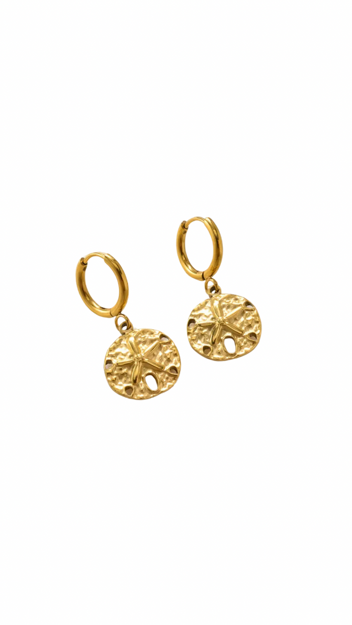 Starfish Sand Dollar Huggie Hoop Earrings