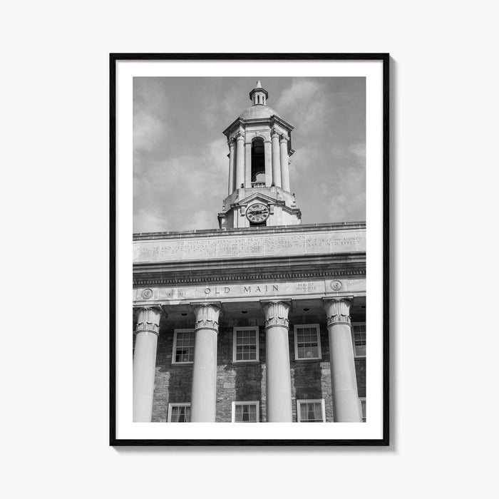 State College Black and White Fine Art Photo Print, Old Main University Park Poster