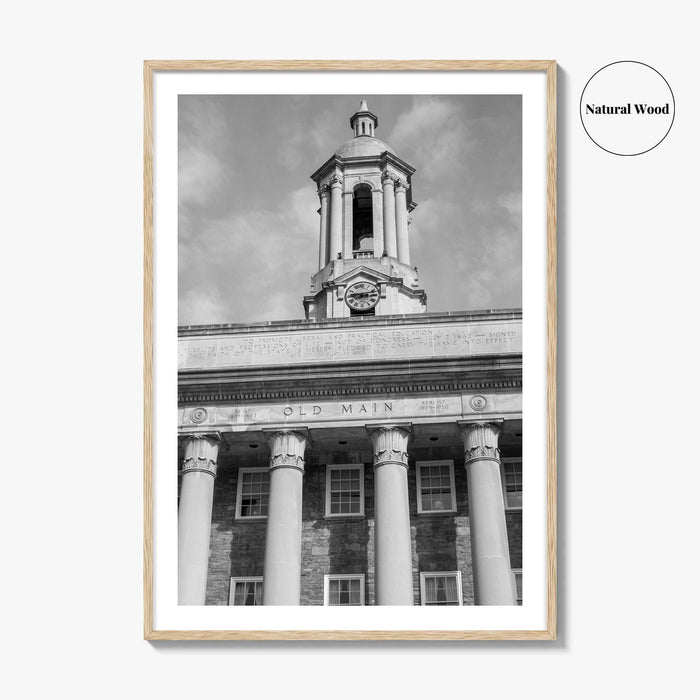 State College Black and White Fine Art Photo Print, Old Main University Park Poster