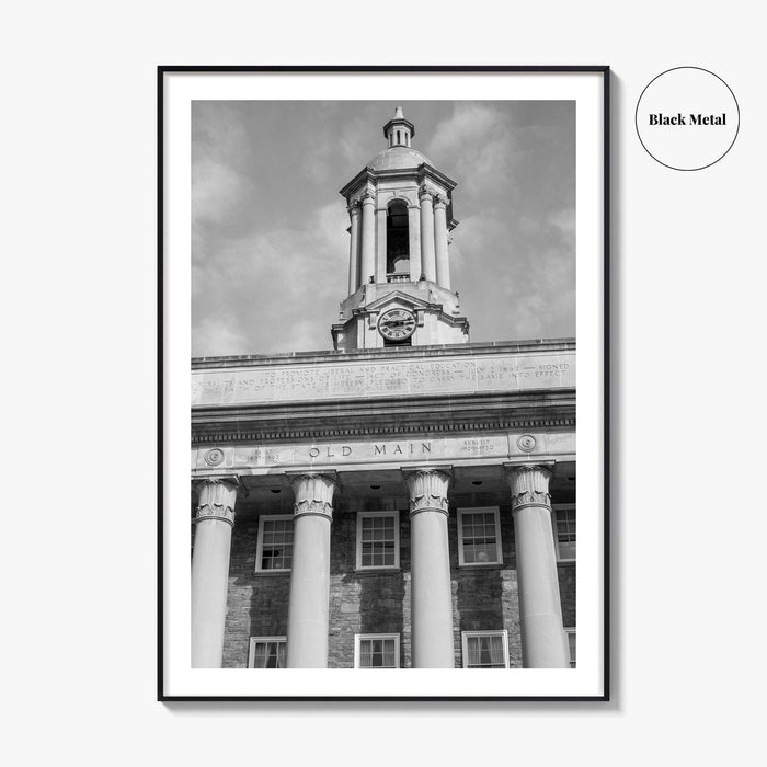 State College Black and White Fine Art Photo Print, Old Main University Park Poster