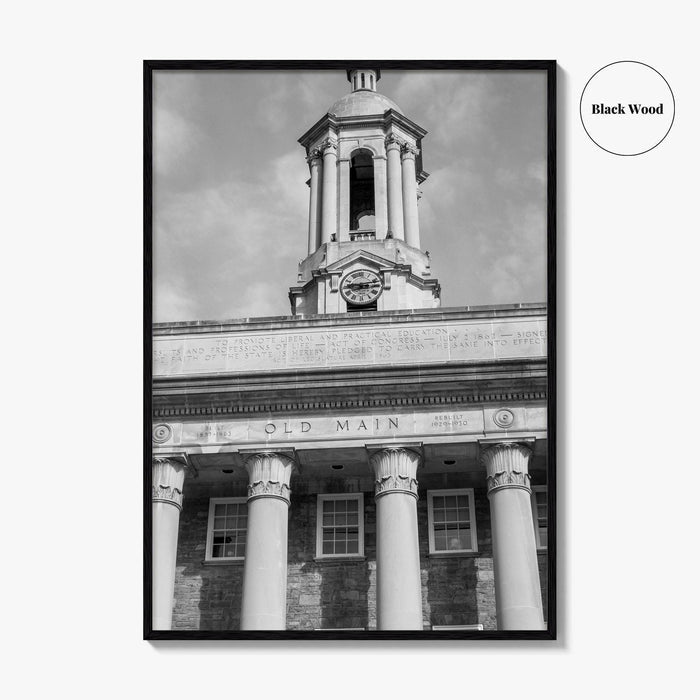 State College Black and White Fine Art Photo Print, Old Main University Park Poster