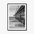 Surf City Black and White Fine Art Photo Print, Ocean Pier, USA Wall Poster