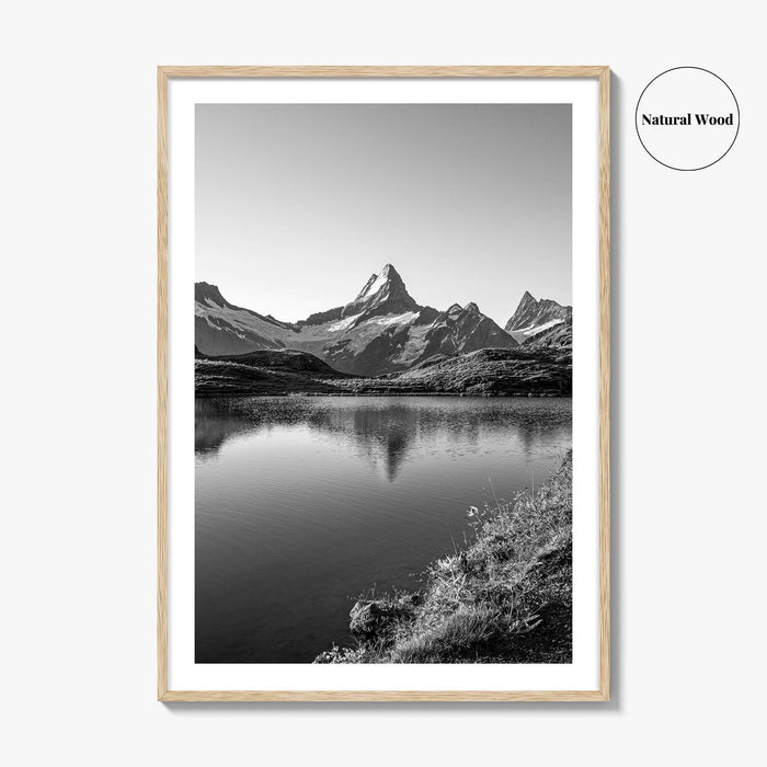 Bachalpsee Black and White Fine Art Photo Print, Eiger Grindelwald Swiss Alps Poster