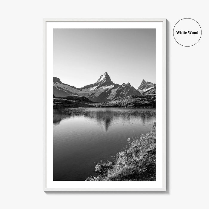 Bachalpsee Black and White Fine Art Photo Print, Eiger Grindelwald Swiss Alps Poster