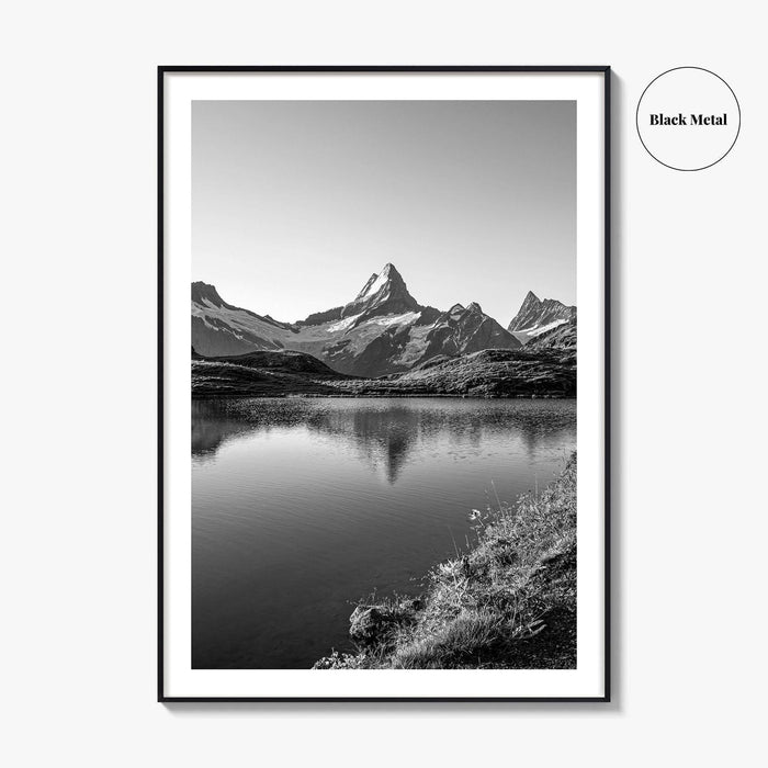 Bachalpsee Black and White Fine Art Photo Print, Eiger Grindelwald Swiss Alps Poster