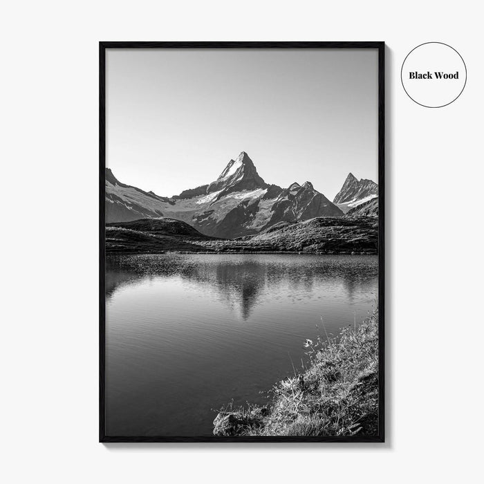 Bachalpsee Black and White Fine Art Photo Print, Eiger Grindelwald Swiss Alps Poster