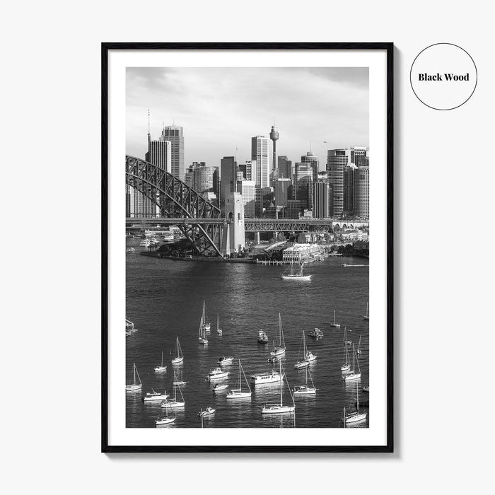 Sydney Skyline Black and White Fine Art Photo Print, Poster, New South Wales Australia