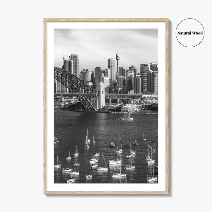 Sydney Skyline Black and White Fine Art Photo Print, Poster, New South Wales Australia