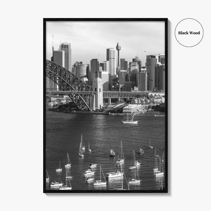 Sydney Skyline Black and White Fine Art Photo Print, Poster, New South Wales Australia