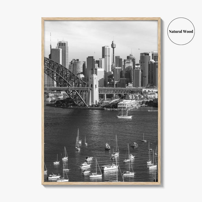 Sydney Skyline Black and White Fine Art Photo Print, Poster, New South Wales Australia