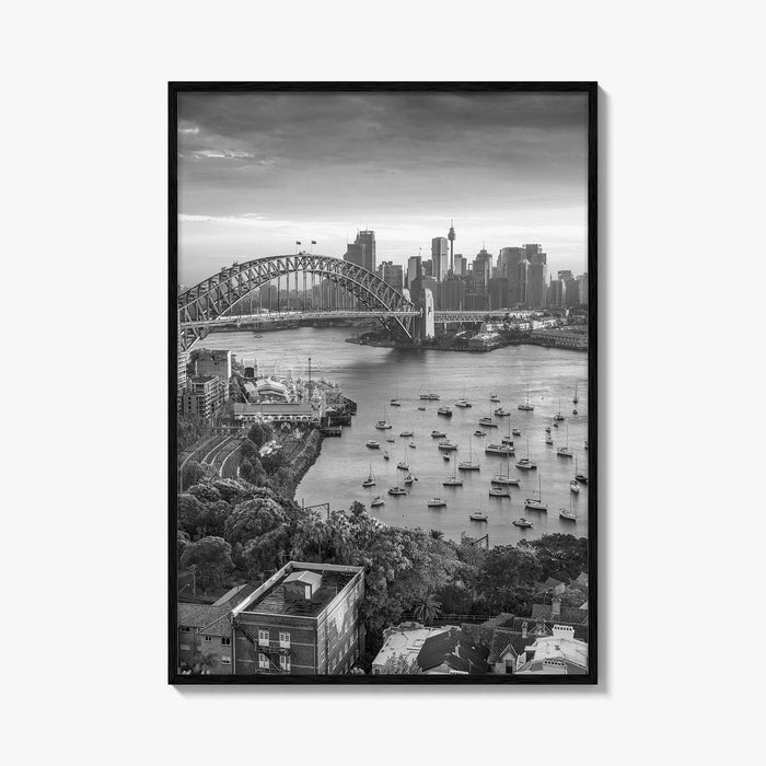 Sydney Skyline Black and White Fine Art Photo Print, Harbour Bridge Australia Poster