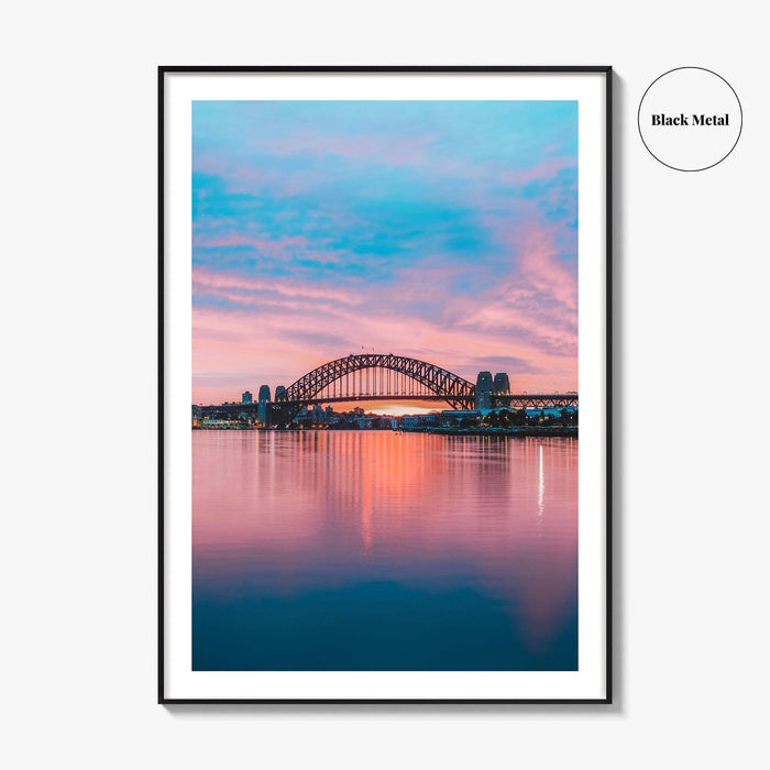 Sydney Blue and Purple Fine Art Photo Print, Harbour Bridge Silhouette, Australia Poster
