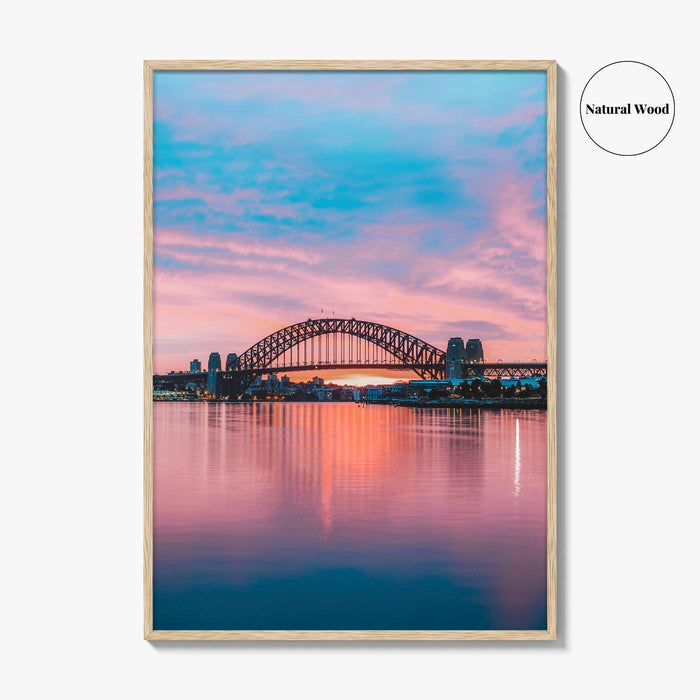 Sydney Blue and Purple Fine Art Photo Print, Harbour Bridge Silhouette, Australia Poster