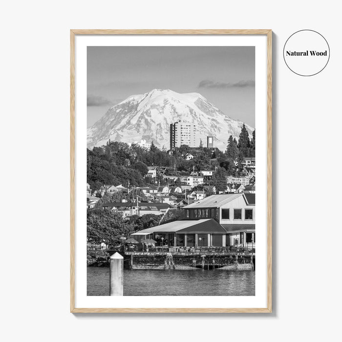 Tacoma Black and White Fine Art Photo Print, Mount Rainier, Washington State Poster
