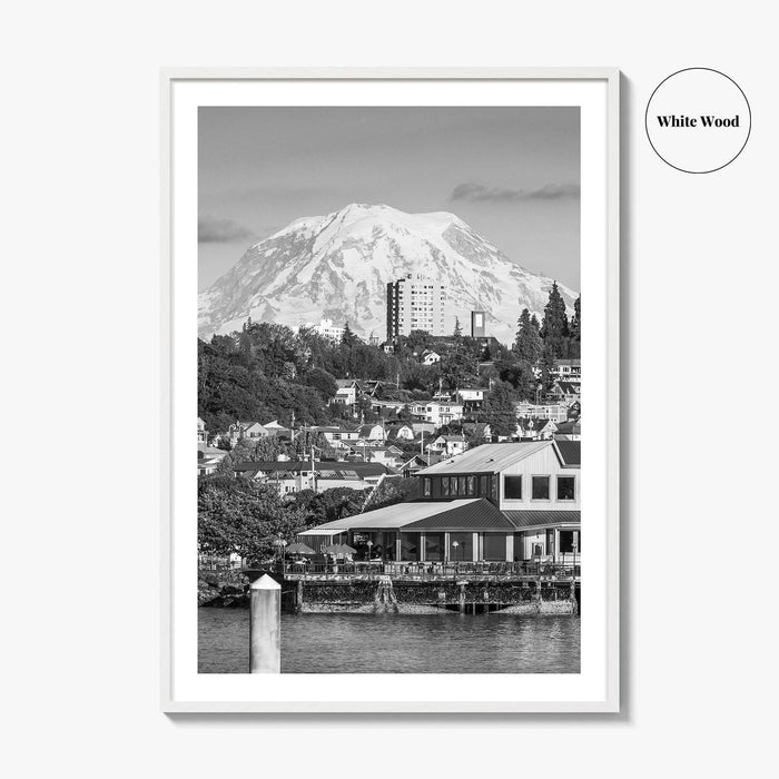 Tacoma Black and White Fine Art Photo Print, Mount Rainier, Washington State Poster