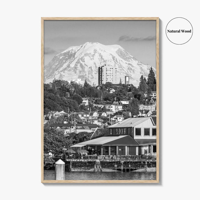 Tacoma Black and White Fine Art Photo Print, Mount Rainier, Washington State Poster