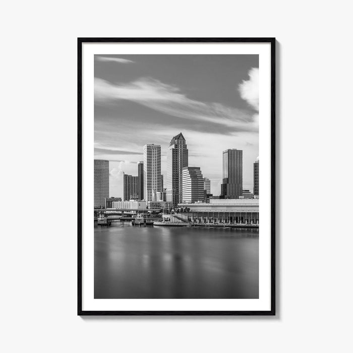 Tampa Skyline Black and White Fine Art Photo Print, City Florida Poster