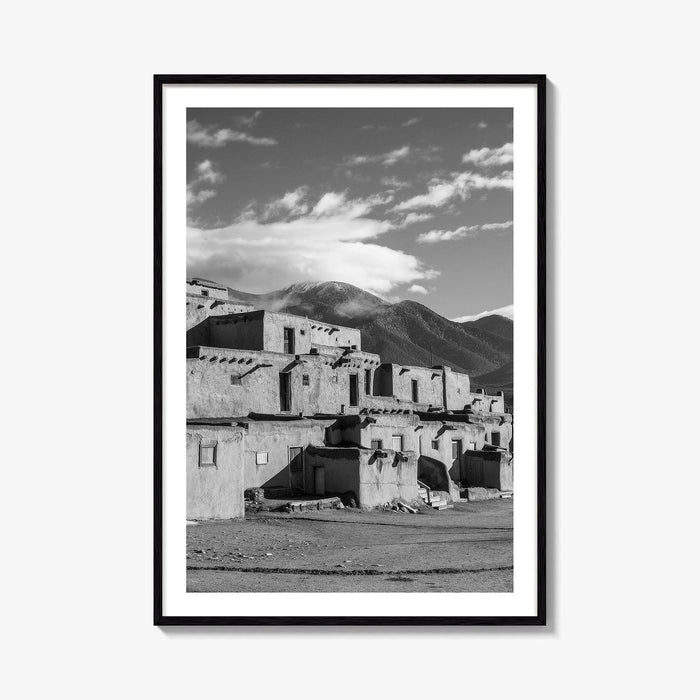Taos Pueblo Black and White Fine Art Photo Print, New Mexico, Wall Decor Poster
