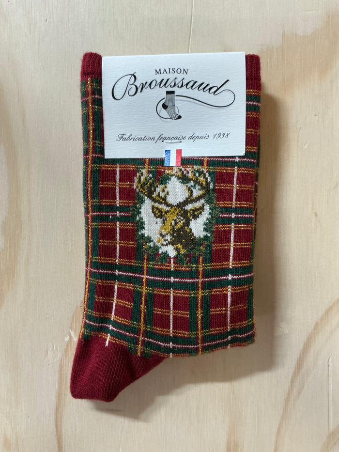 Tartan Deer ankle socks by Maison Broussaud