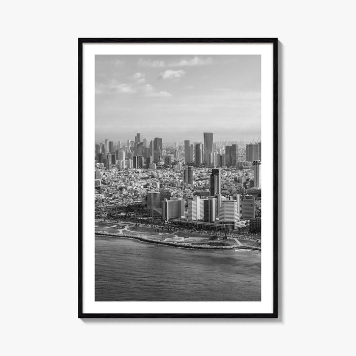 Tel Aviv Skyline Black and White Fine Art Photo Print, Israel Beach Poster