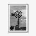 Texas Black and White Fine Art Photo Print, Windmill, Thunderstorm Skies, Landscape Poster, USA
