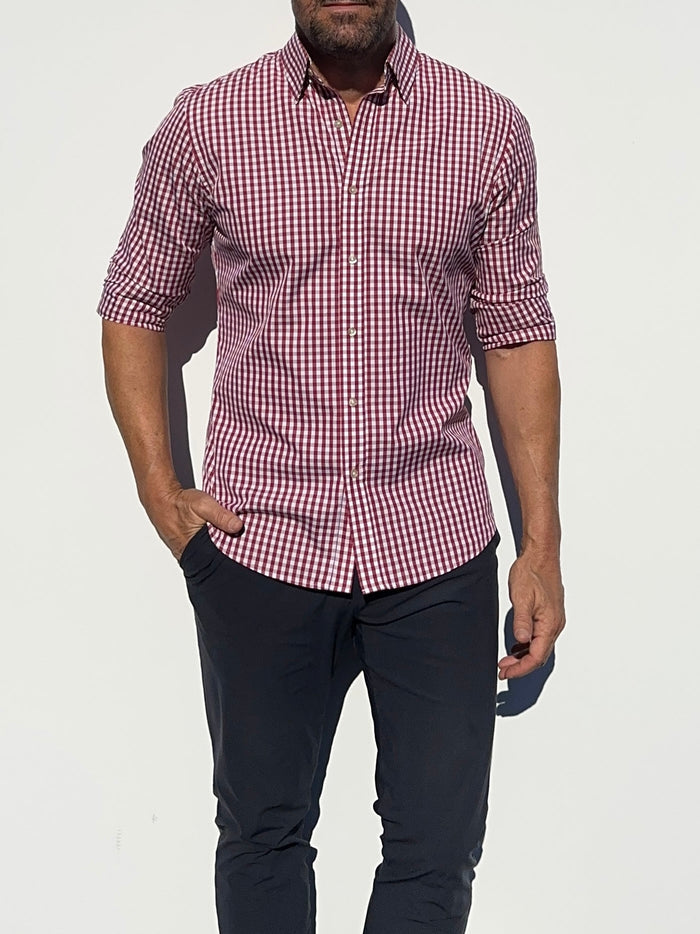 The Gingham Poplin - Oxblood Gingham Poplin
