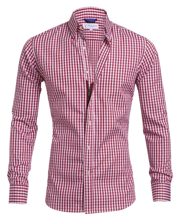 The Gingham Poplin - Oxblood Gingham Poplin