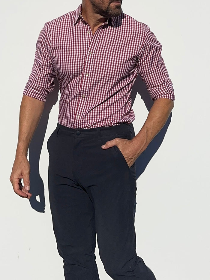 The Gingham Poplin - Oxblood Gingham Poplin