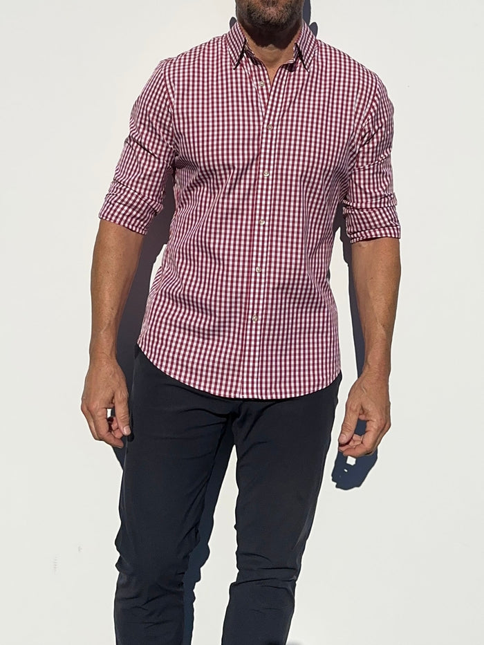 The Gingham Poplin - Oxblood Gingham Poplin