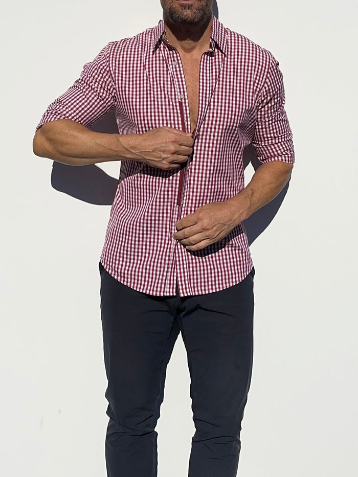 The Gingham Poplin - Oxblood Gingham Poplin