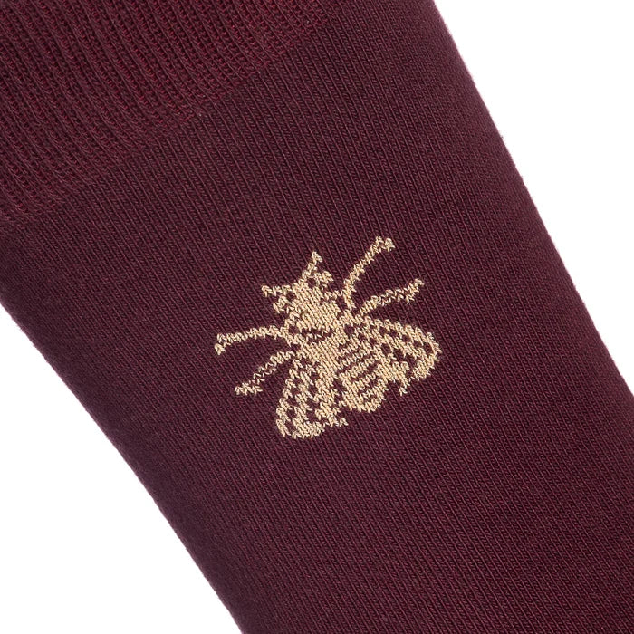 The Napoleon Bee burgundy sock by Maison Broussaud