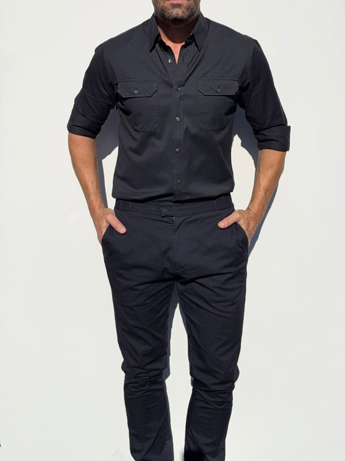 The Utility Shirt in Twill - Jet Black