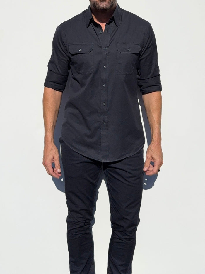 The Utility Shirt in Twill - Jet Black