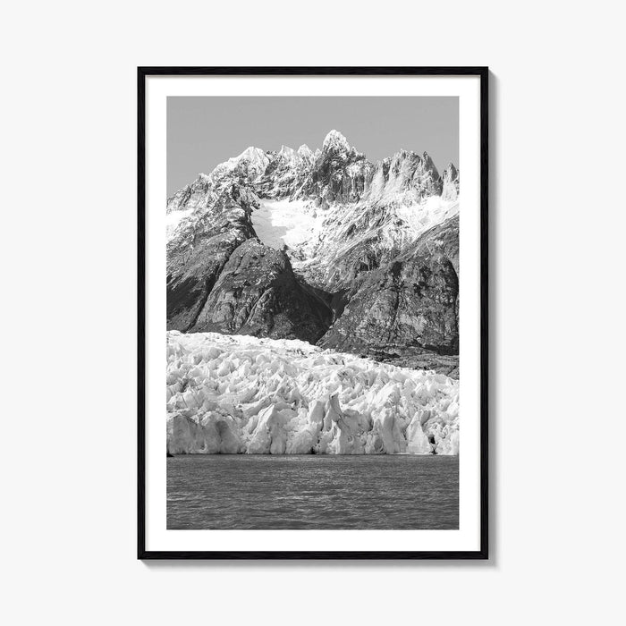 Torres del Paine Black and White Fine Art Photo Print, Grey Glacier, Patagonia Chile