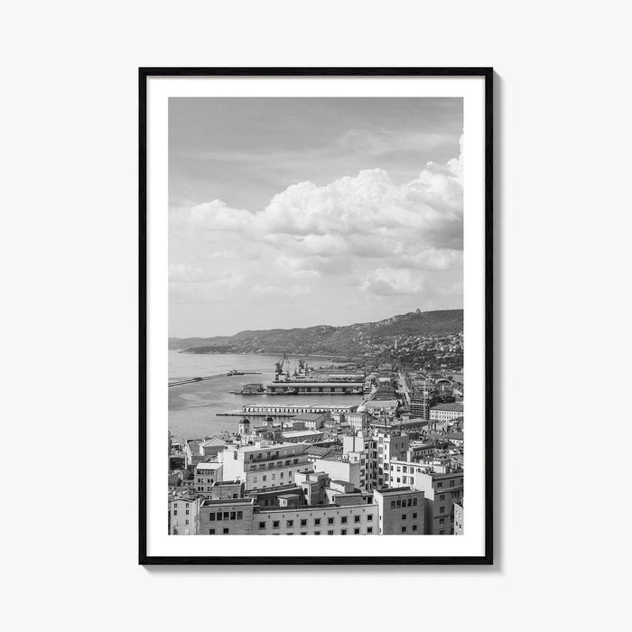 Trieste Black and White Fine Art Photo Print, Italy Panorama Wall Art Poster
