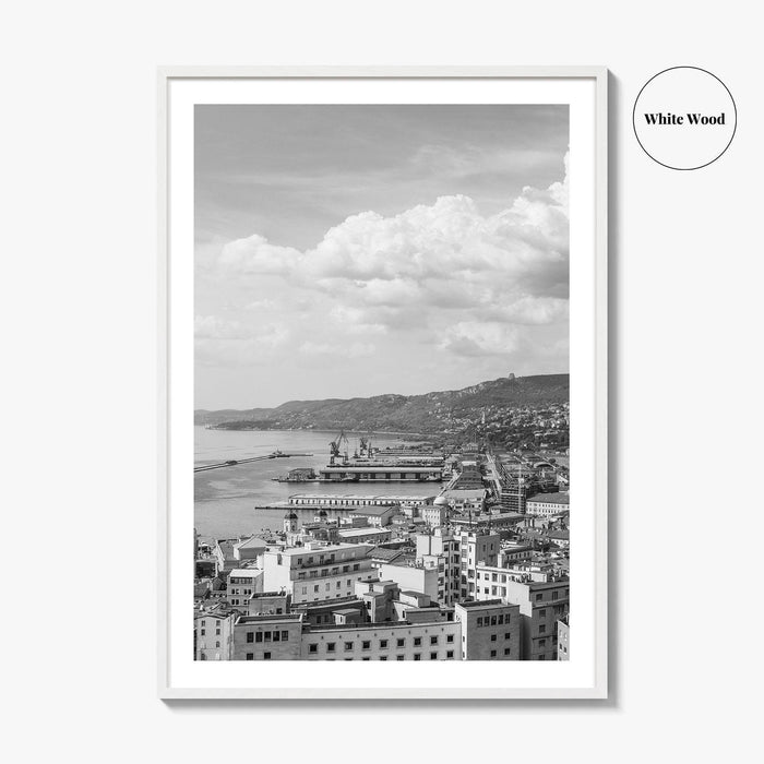 Trieste Black and White Fine Art Photo Print, Italy Panorama Wall Art Poster