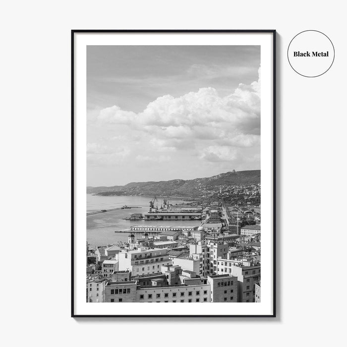 Trieste Black and White Fine Art Photo Print, Italy Panorama Wall Art Poster